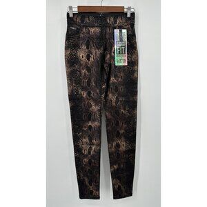 Coco + Carmen Skinny O Mazing Stretch Fit Pants Women Small Black Snake Print Ne